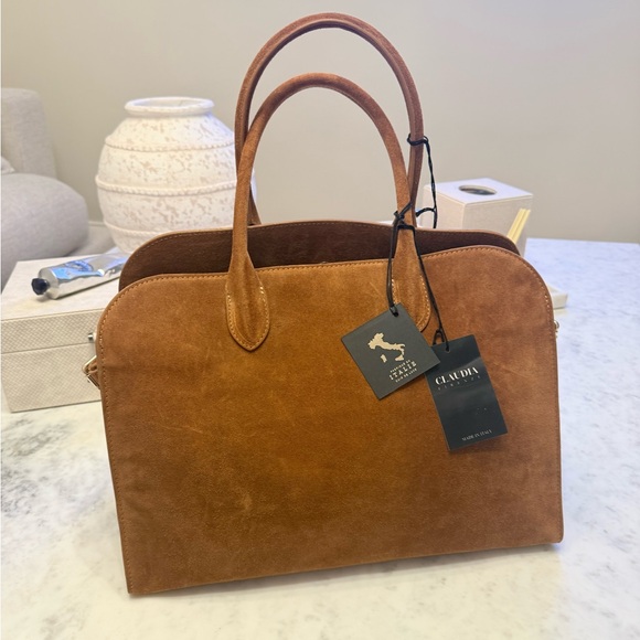 VIRAL CLAUDIA FIRENZE COGNAC SUEDE LEATHER TOTE SATCHEL BAG NWT - Picture 16 of 16